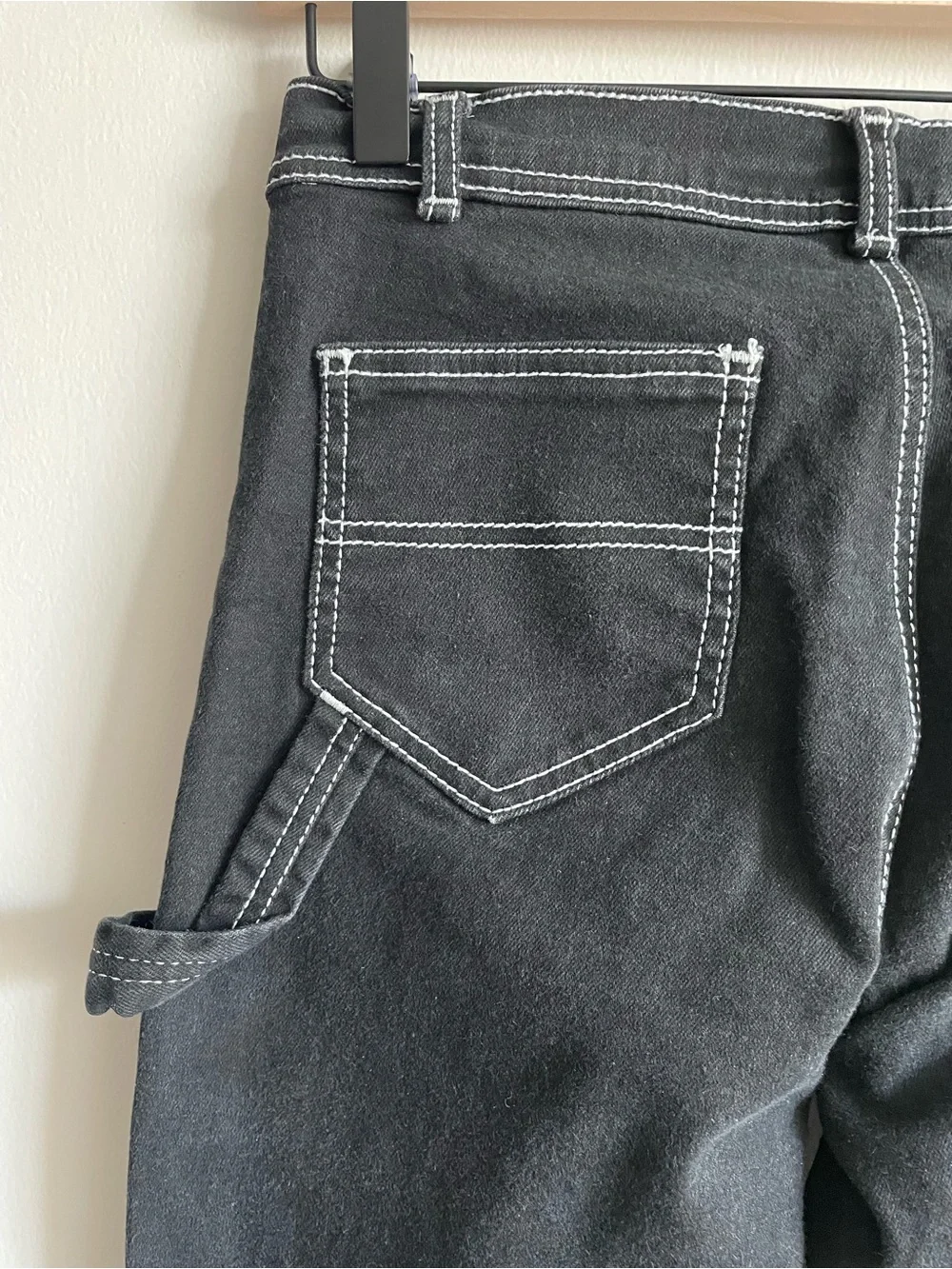 y2k skate soft grunge contrast stitch bootcut flare jeans carpenter workwear
